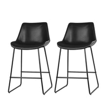 Load image into Gallery viewer, Kings Set of 2 Bar Stools Kitchen Metal Bar Stool Dining Chairs PU Leather Black Kings Warehouse 