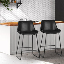 Load image into Gallery viewer, Kings Set of 2 Bar Stools Kitchen Metal Bar Stool Dining Chairs PU Leather Black Kings Warehouse 