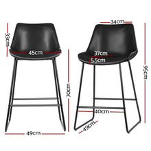 Load image into Gallery viewer, Kings Set of 2 Bar Stools Kitchen Metal Bar Stool Dining Chairs PU Leather Black Kings Warehouse 