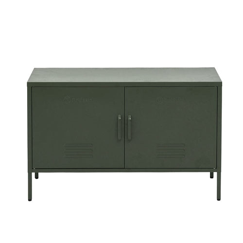 KW Base Metal Locker Storage Shelf Organizer Cabinet Buffet Sideboard Green living room Kings Warehouse 