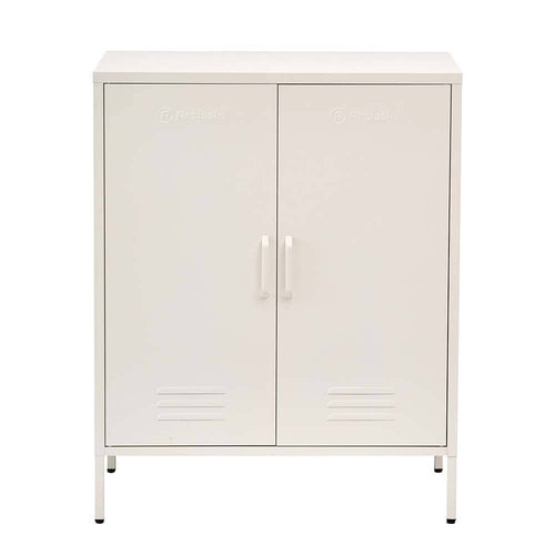 KW Sweetheart Metal Locker Storage Shelf Shoe Cabinet Buffet Sideboard White living room Kings Warehouse 