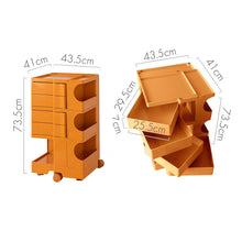 Load image into Gallery viewer, Storage Trolley Bedside Table 5 Tier Cart Boby Replica Orange Furniture Kings Warehouse 