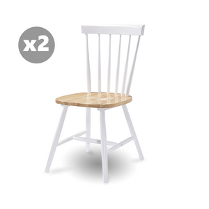 Set of 2 Dining Chair Solid Rubberwood in Danish Natural Oak
