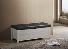 Load image into Gallery viewer, Blanket Box Ottoman Storage With Leather Upholstery In White Oak