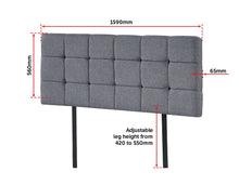 Load image into Gallery viewer, Linen Fabric Queen Bed Deluxe Headboard Bedhead - Grey