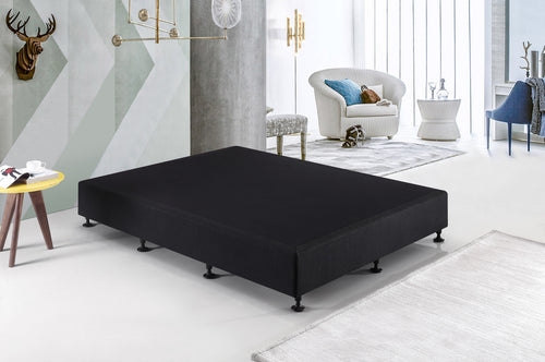 Palermo Queen Ensemble Bed Base Midnight Black Linen Fabric
