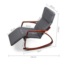Load image into Gallery viewer, Artiss Fabric Rocking Armchair with Adjustable Footrest - Charcoal