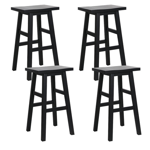 Artiss set of 4 Wooden Bar Stools Kitchen Bar Stool Chairs Barstools Black