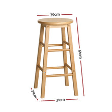 Load image into Gallery viewer, Artiss Set of 2 Beech Wood Backless Bar Stools - Natural