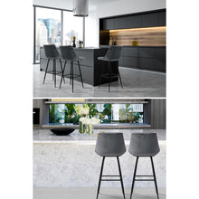 Load image into Gallery viewer, Artiss Kitchen Bar Stools Velvet Bar Stool Counter Chairs Metal Barstools Grey