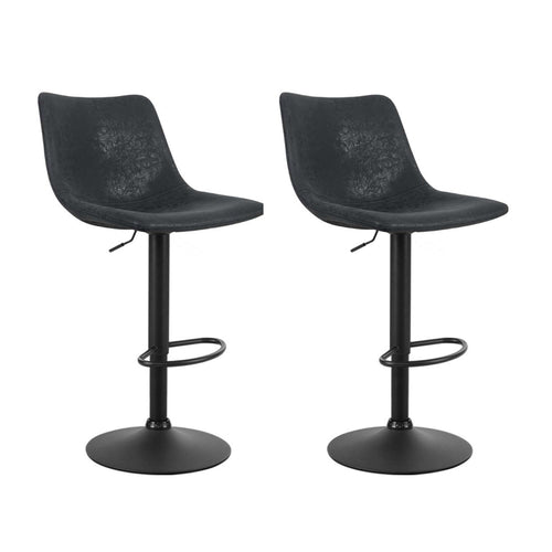 Artiss Set of 2 Kitchen Bar Stools Gas Lift Stool Chairs Swivel Barstools Vintage PU Leather