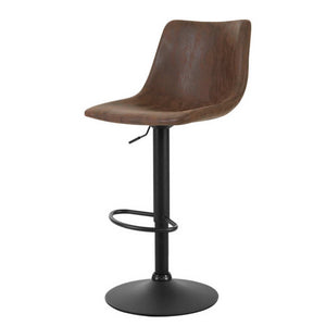 Artiss 2x Kitchen Bar Stools Gas Lift Bar Stool Chairs Swivel Vintage Leather Brown Black Coated Legs