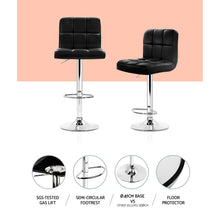 Load image into Gallery viewer, Artiss set of 4 Leather Bar Stools NOEL Kitchen Chairs Swivel Bar Stool Gas Lift Black