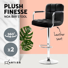 Load image into Gallery viewer, Artiss 2x Bar Stools Gas lift Swivel Chairs Kitchen Armrest Leather Chrome Black