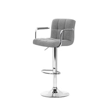 Load image into Gallery viewer, Artiss 2x Bar Stools Kitchen Bar Stool Chairs Gas Lift Swivel Fabric Chrome Grey 