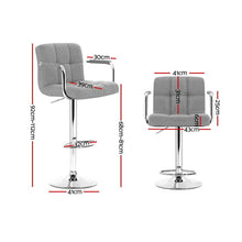 Load image into Gallery viewer, Artiss 2x Bar Stools Kitchen Bar Stool Chairs Gas Lift Swivel Fabric Chrome Grey