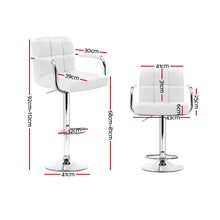 Load image into Gallery viewer, Artiss 2x Bar Stools Gas lift Swivel Chairs Kitchen Armrest Leather Chrome White