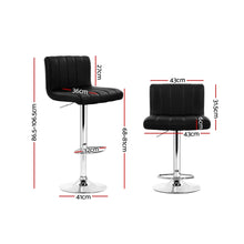 Load image into Gallery viewer, Artiss 2x Leather Bar Stools Kitchen Chair Bar Stool Black Lana Gas Lift Swivel