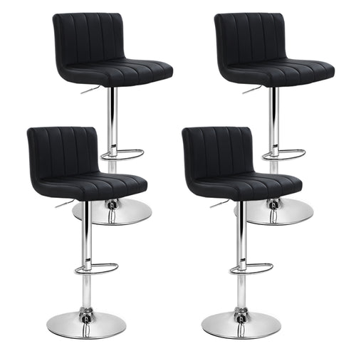 Artiss Set of 4 PU Leather Bar Stools Kitchen Chair Bar Stool Black Lana Gas Lift Swivel