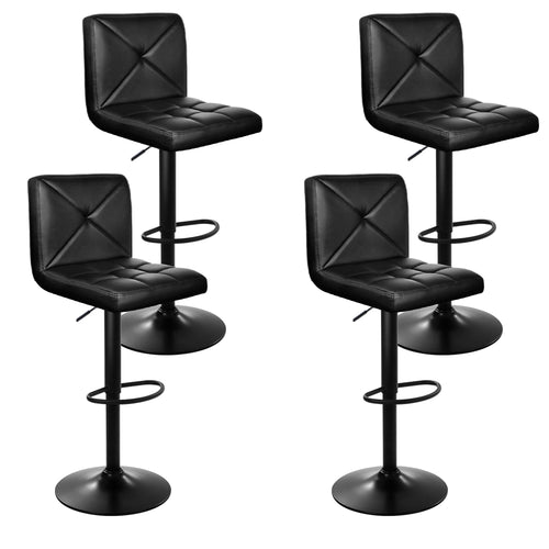 Artiss Set of 4 Bar Stools PU Leather Chrome Kitchen Cafe Bar Stool Chair Gas Lift Black