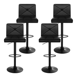 Artiss Set of 4 Bar Stools PU Leather Chrome Kitchen Cafe Bar Stool Chair Gas Lift Black