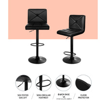 Load image into Gallery viewer, Artiss Set of 4 Bar Stools PU Leather Chrome Kitchen Cafe Bar Stool Chair Gas Lift Black