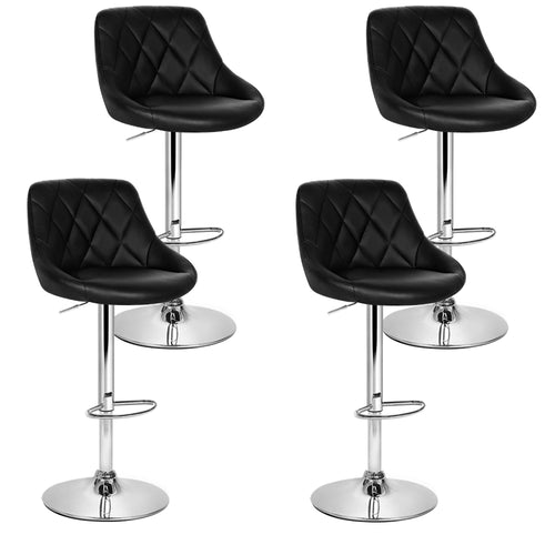 Artiss Set of 4 Kitchen Bar Stools Swivel Bar Stool PU Leather Gas Lift Chairs Black