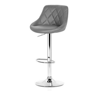 Artiss 2x Bar Stools Kitchen Gas Lift Swivel Chairs Leather Chrome Grey