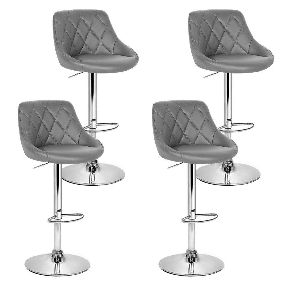 Artiss Set of 4 Kitchen Bar Stools Swivel Bar Stool PU Leather Gas Lift Chairs Grey