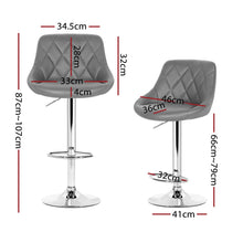 Load image into Gallery viewer, Artiss Set of 4 Kitchen Bar Stools Swivel Bar Stool PU Leather Gas Lift Chairs Grey