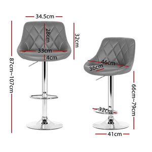 Artiss Set of 4 Kitchen Bar Stools Swivel Bar Stool PU Leather Gas Lift Chairs Grey