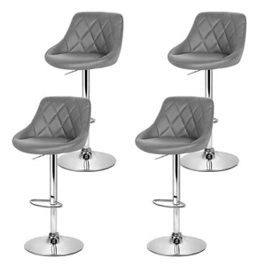 Artiss Set of 4 Kitchen Bar Stools Swivel Bar Stool PU Leather Gas Lift Chairs Grey