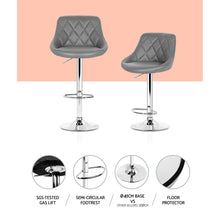 Load image into Gallery viewer, Artiss Set of 4 Kitchen Bar Stools Swivel Bar Stool PU Leather Gas Lift Chairs Grey