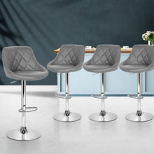 Load image into Gallery viewer, Artiss Set of 4 Kitchen Bar Stools Swivel Bar Stool PU Leather Gas Lift Chairs Grey