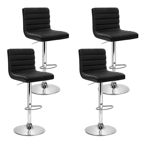 Artiss Set of 4 PU Leather Bar Stools ARNE Swivel Bar Stool Kitchen Chairs Black Gas Lift