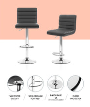Load image into Gallery viewer, Artiss 2x Gas lift Bar Stools Swivel Kitchen Chairs Leather Chrome Grey