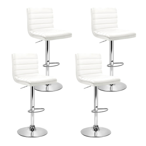 Artiss Set of 4 PU Leather Bar Stools ARNE Swivel Bar Stool Kitchen Chairs White Gas Lift