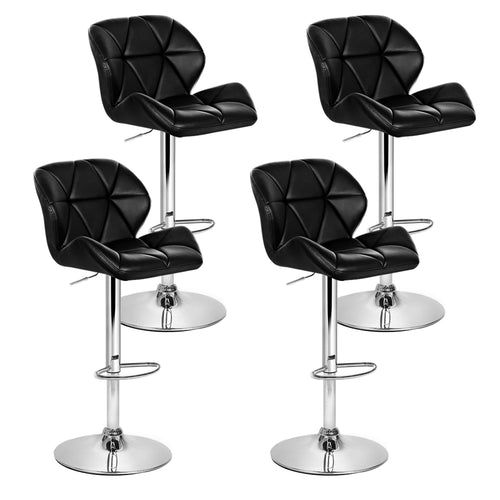 Artiss Set of 4 Kitchen Bar Stools Swivel Bar Stool PU Leather Gas Lift Chairs Black
