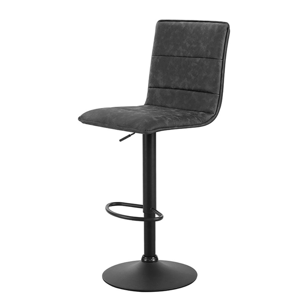 Artiss 2x Kitchen Bar Stools Gas Lift Bar Stool Chairs Swivel Vintage Leather Grey Black Coated Legs