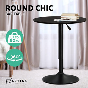 Artiss Adjustable Bar Table Gas Lift Wood Metal Black