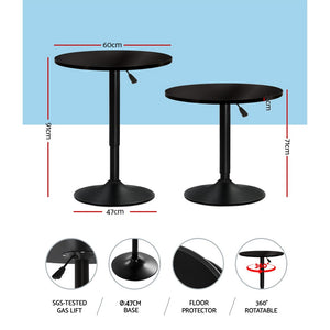Artiss Adjustable Bar Table Gas Lift Wood Metal Black