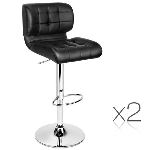 Artiss Set of 2 PU Leather Gas Lift Bar Stools - Black