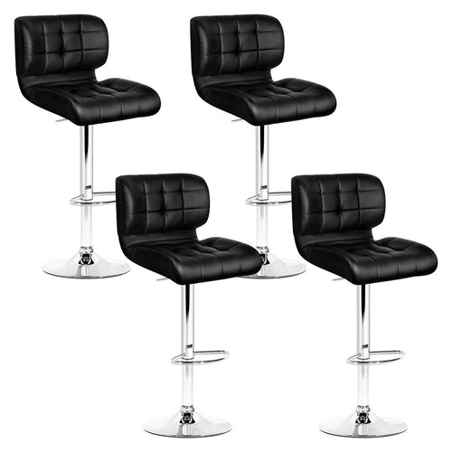 Artiss Set of 4 Bar Stools PU Leather Chrome Kitchen Bar Stool Chairs Gas Lift Black