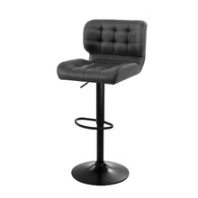 Load image into Gallery viewer, Artiss 2x Kitchen Bar Stools Gas Lift Bar Stool Chairs Swivel Leather Black Grey