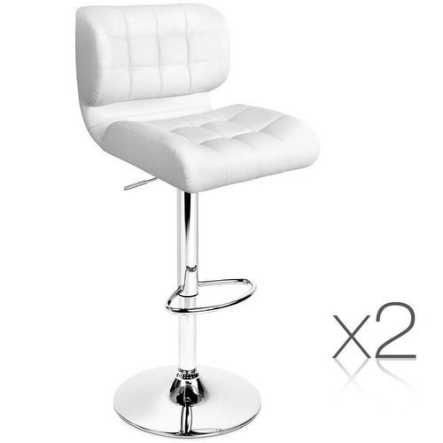 Artiss Set of 2 PU Leather Gas Lift Bar Stools - White