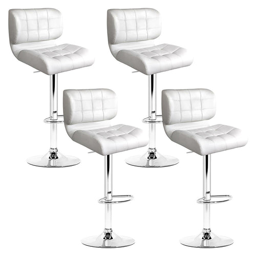 Artiss Set of 4 Bar Stools PU Leather Chrome Kitchen Bar Stool Chairs Gas Lift White