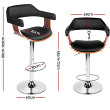 Load image into Gallery viewer, Artiss Set of 2 Wooden Bar Stools SELINA Kitchen Swivel Bar Stool Chairs PU Leather Black