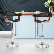 Load image into Gallery viewer, Artiss Set of 2 Wooden Bar Stools SELINA Kitchen Swivel Bar Stool Chairs PU Leather Black