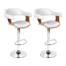 Load image into Gallery viewer, Artiss Set of 2 Wooden Bar Stools SELINA Kitchen Swivel Bar Stool Chairs PU Leather White