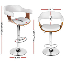 Load image into Gallery viewer, Artiss Set of 2 Wooden Bar Stools SELINA Kitchen Swivel Bar Stool Chairs PU Leather White